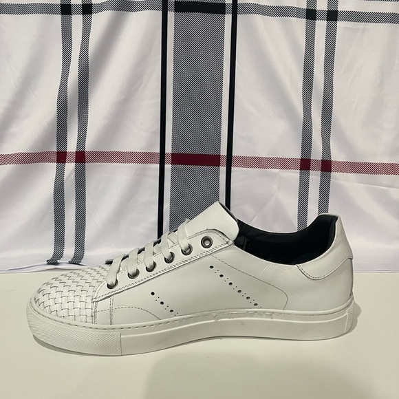Duca shoes casual sneakers white leather calf woven lace up - Picture 3 of 5